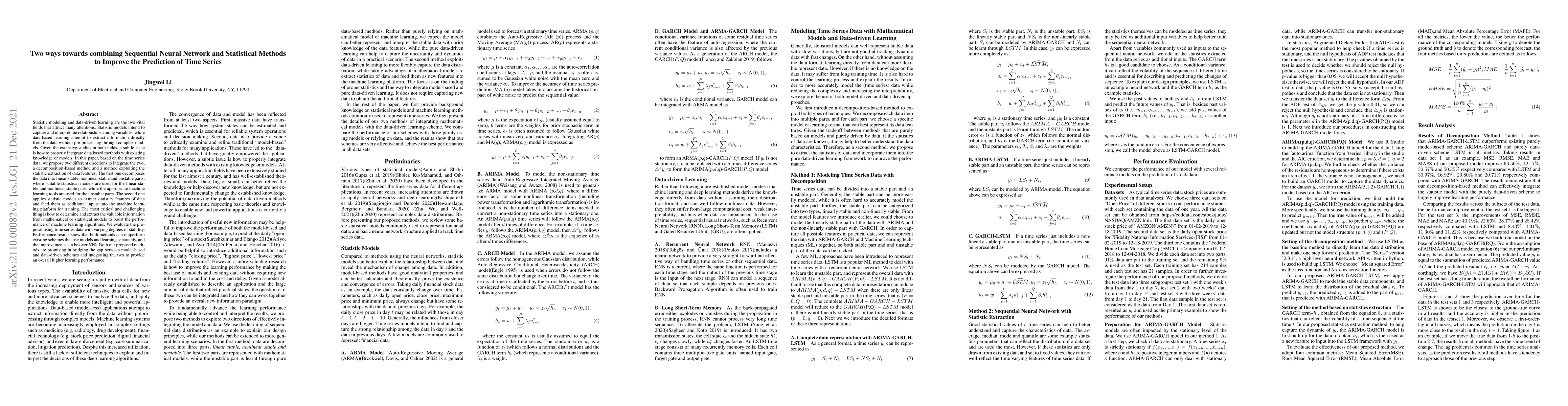 Thumbnail for Two ways towards combining Sequential Neural Network and Statistical
  Methods to Improve the Prediction of Time Series