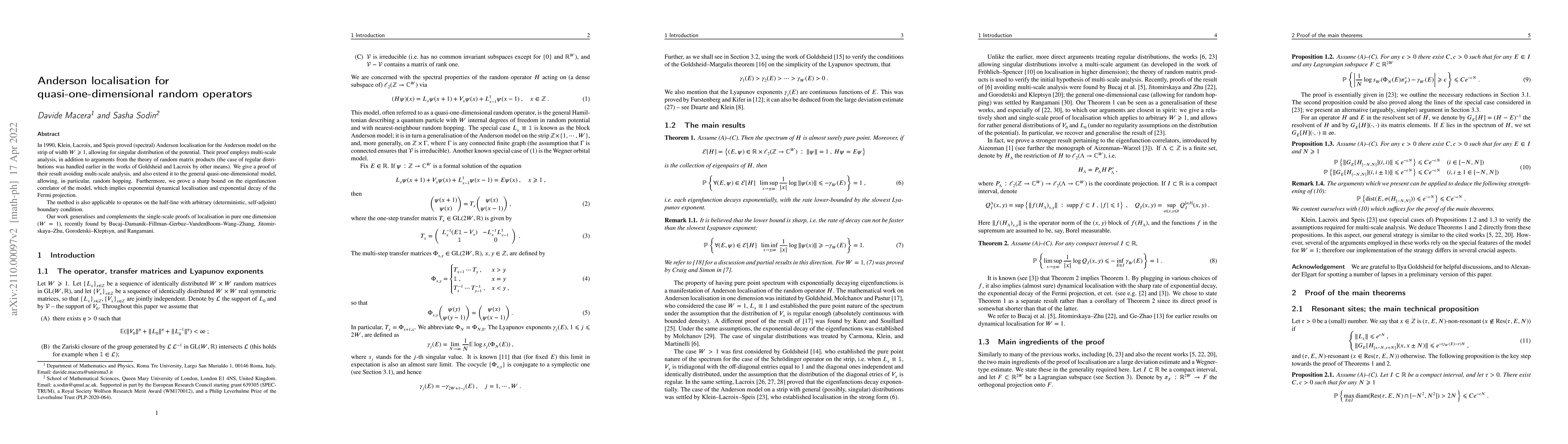 Thumbnail for Anderson localisation for quasi-one-dimensional random operators