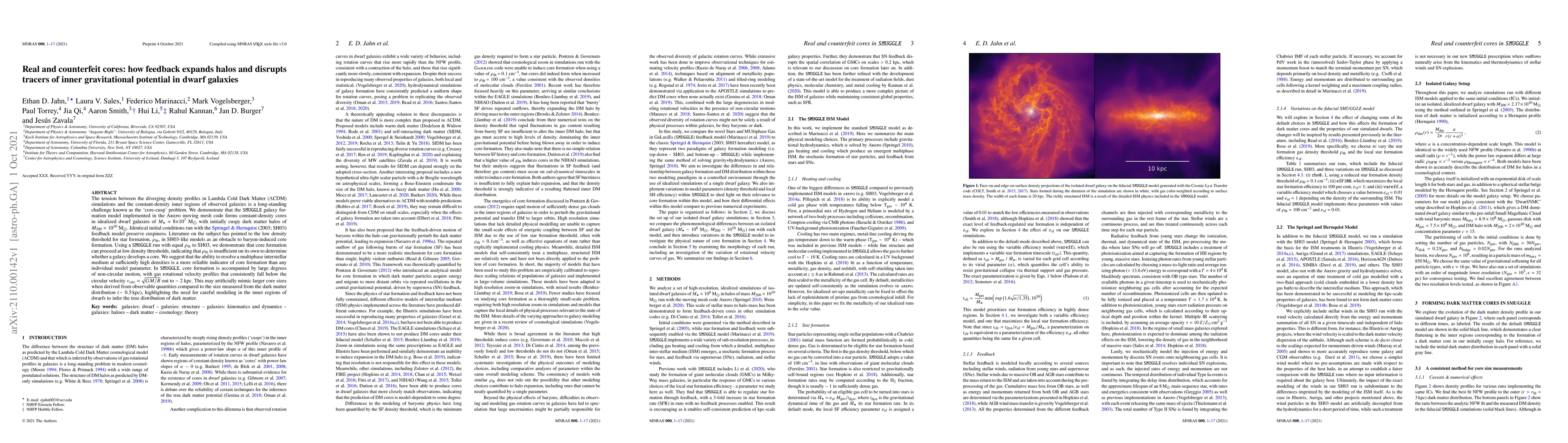 Thumbnail for Real and counterfeit cores: how feedback expands halos and disrupts
  tracers of inner gravitational potential in dwarf galaxies