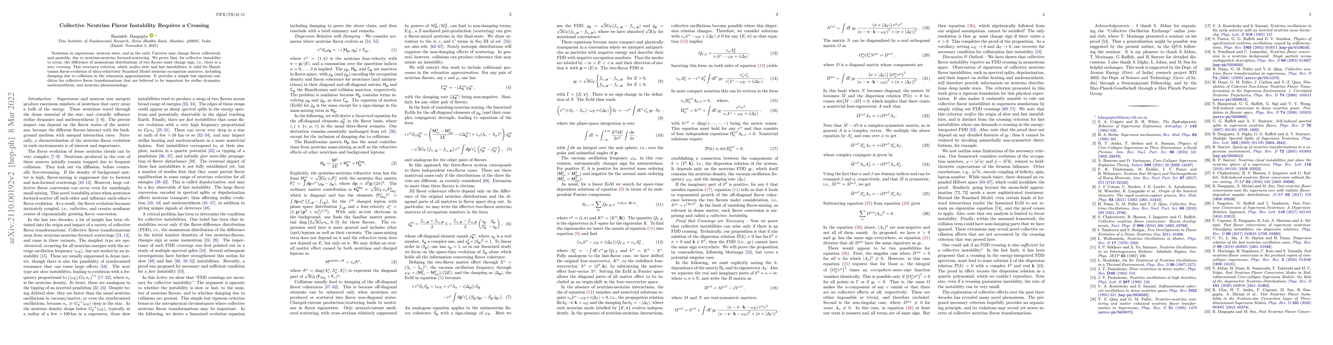 Thumbnail for Collective Neutrino Flavor Instability Requires a Crossing