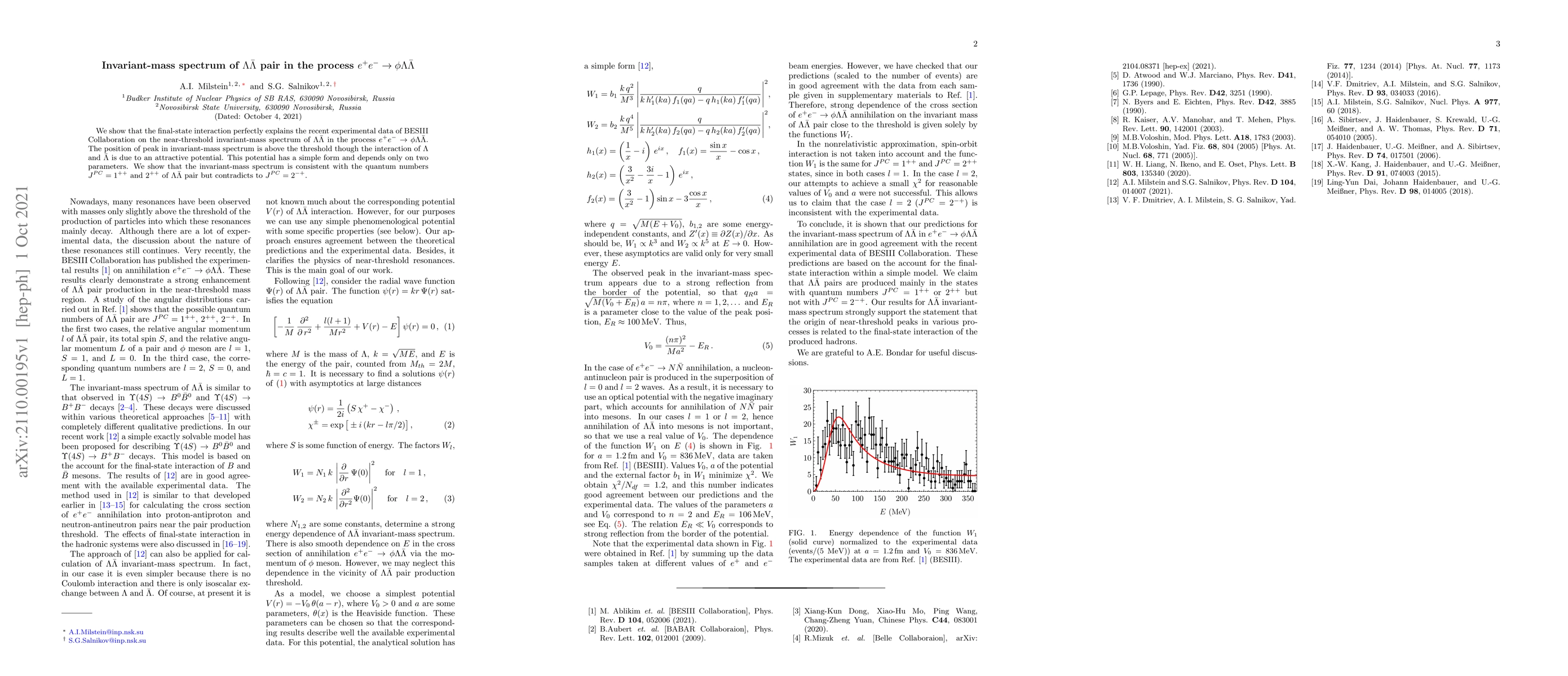 Thumbnail for Invariant-mass spectrum of $\Lambda\bar\Lambda$ pair in the process
  $e^+e^-\rightarrow\phi\Lambda\bar\Lambda$