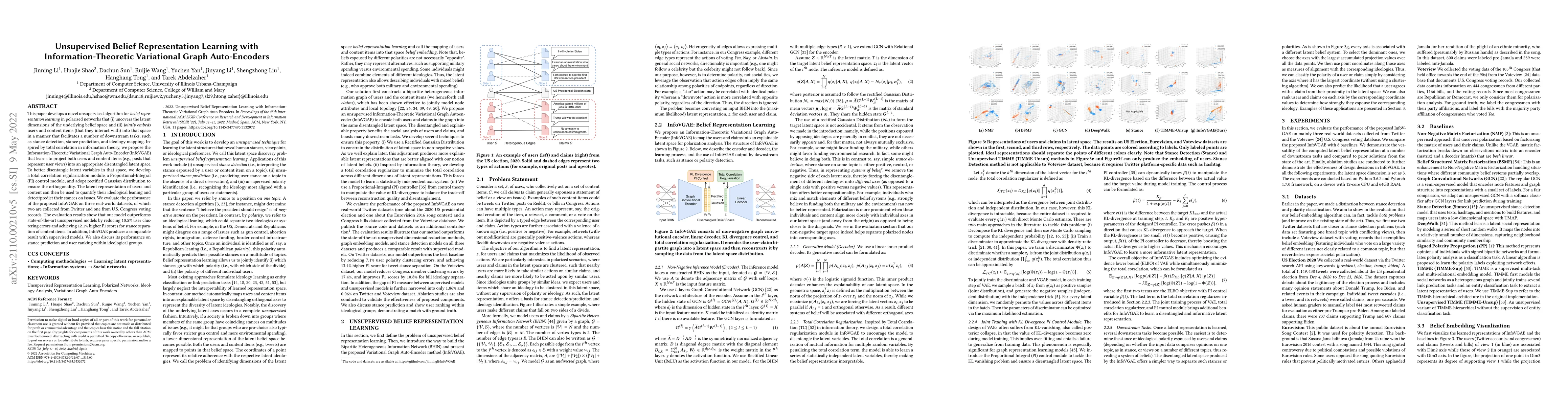 Thumbnail for Unsupervised Belief Representation Learning with Information-Theoretic
  Variational Graph Auto-Encoders