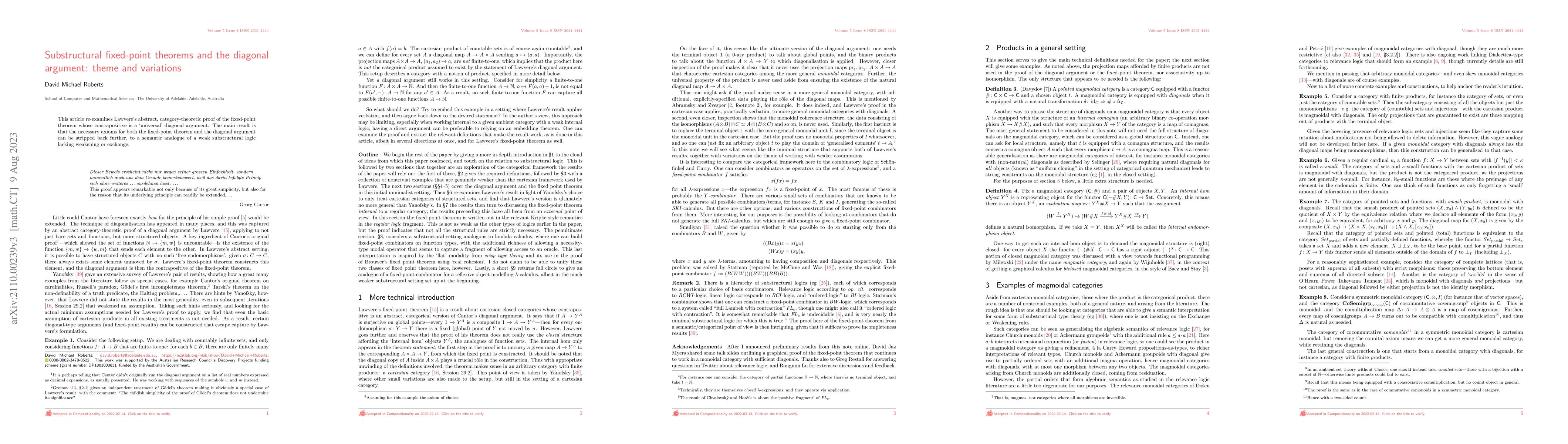Thumbnail for Substructural fixed-point theorems and the diagonal argument: theme and
  variations