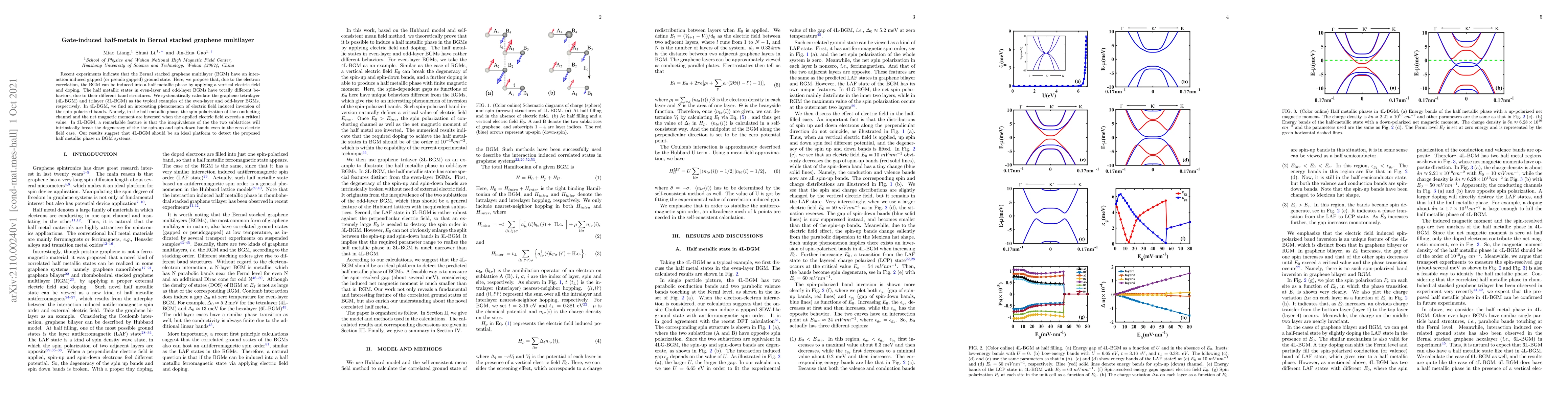 Thumbnail for Gate-induced half-metals in Bernal stacked graphene multilayer