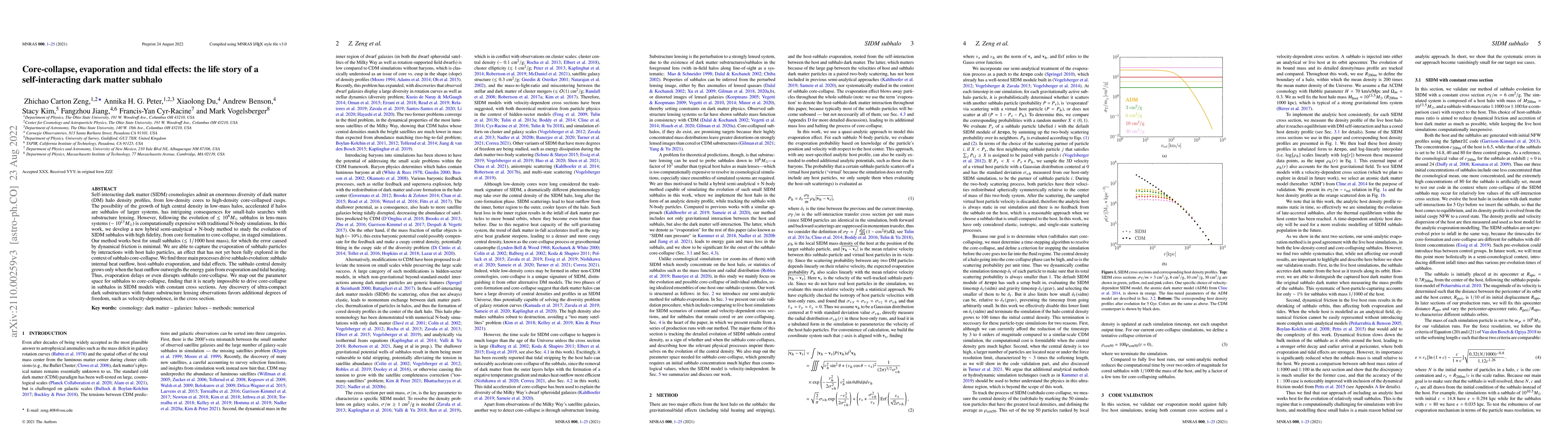 Thumbnail for Core-collapse, evaporation and tidal effects: the life story of a
  self-interacting dark matter subhalo