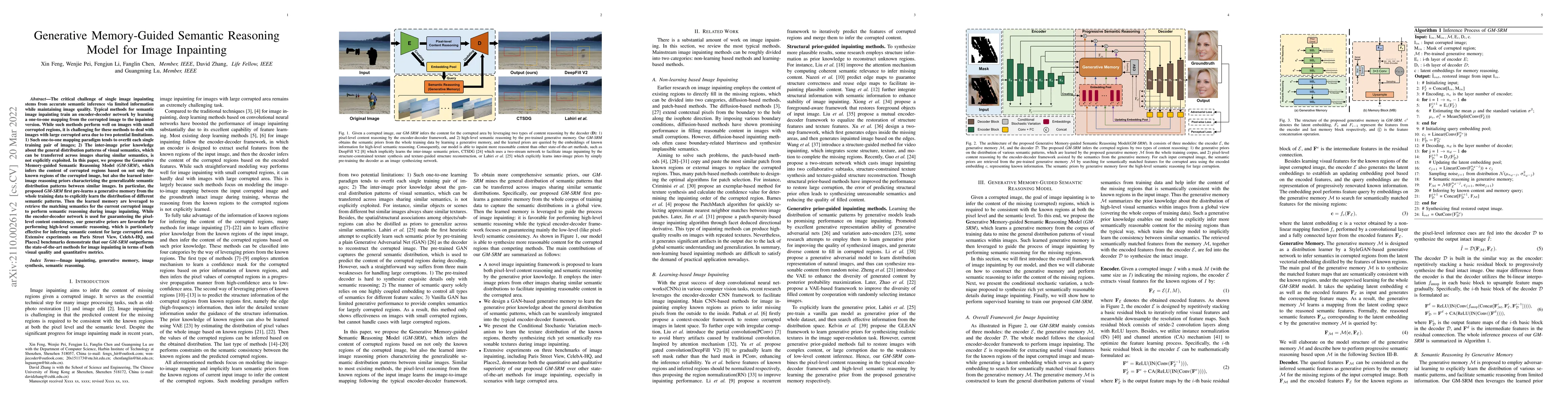 Thumbnail for Generative Memory-Guided Semantic Reasoning Model for Image Inpainting