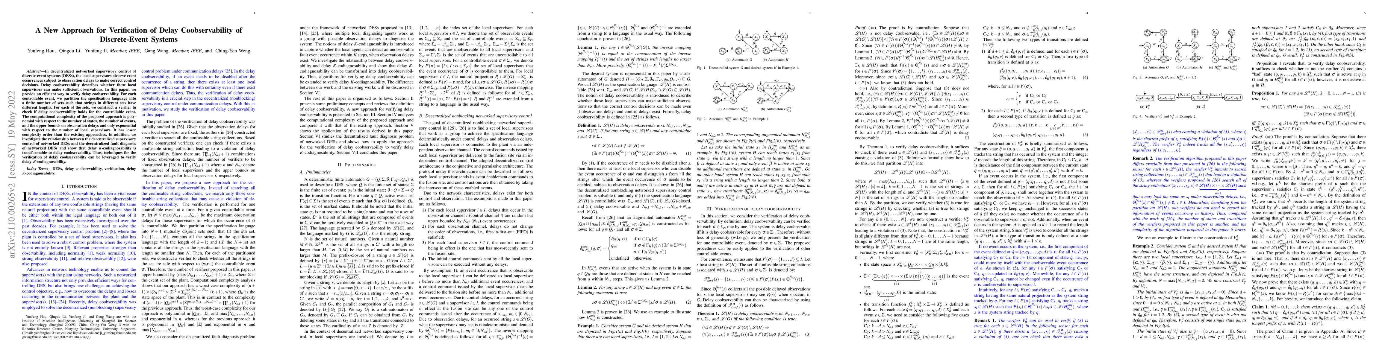 Thumbnail for A New Approach for Verification of Delay Coobservability of
  Discrete-Event Systems
