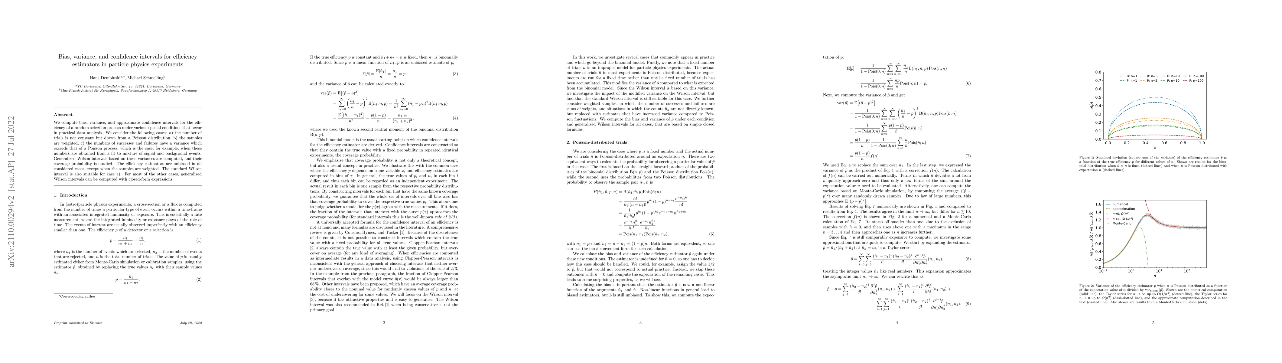 Thumbnail for Bias, variance, and confidence intervals for efficiency estimators in
  particle physics experiments