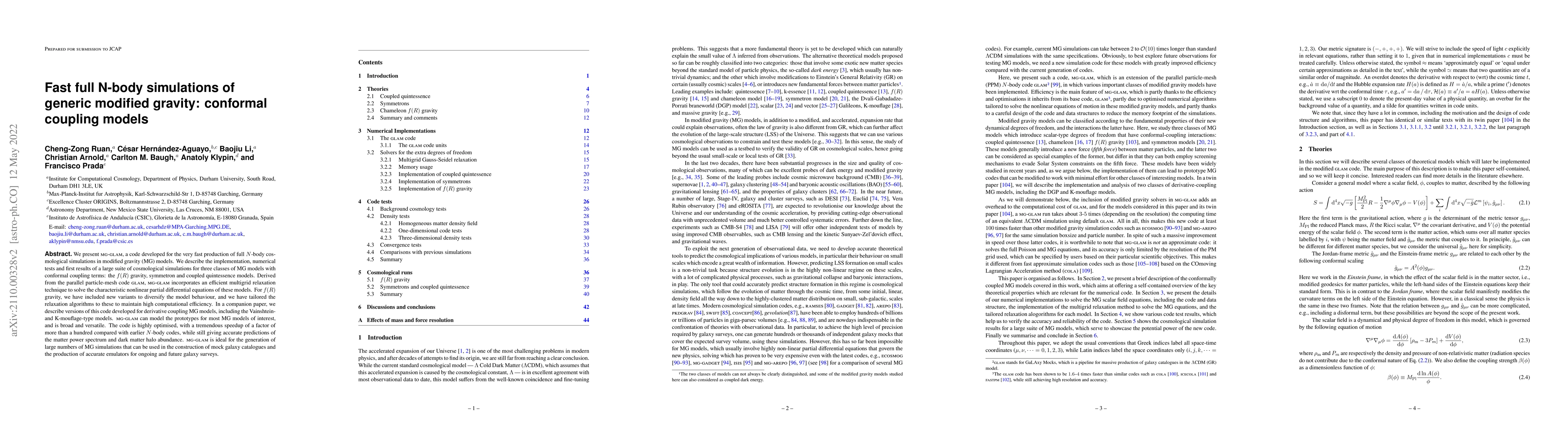 Thumbnail for Fast full N-body simulations of generic modified gravity: conformal
  coupling models