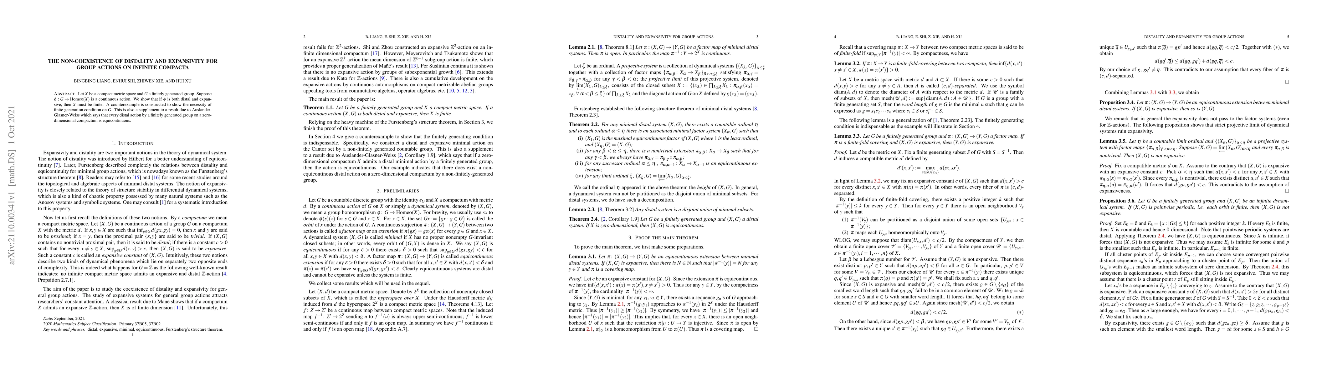 Thumbnail for The non-coexistence of distality and expansivity for group actions on
  infinite compacta