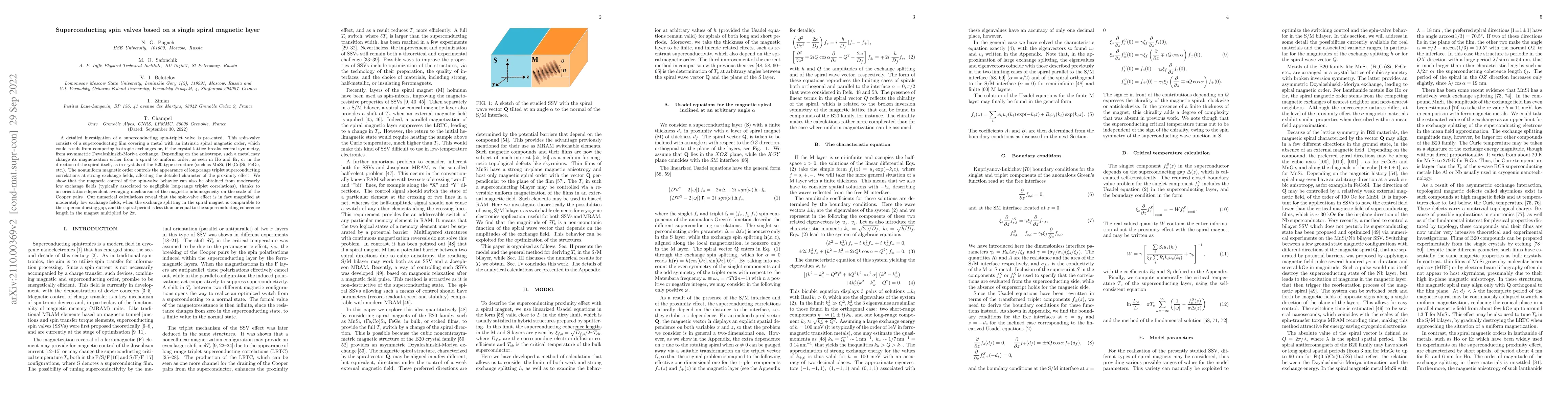 Thumbnail for Superconducting spin valves based on a single spiral magnetic layer