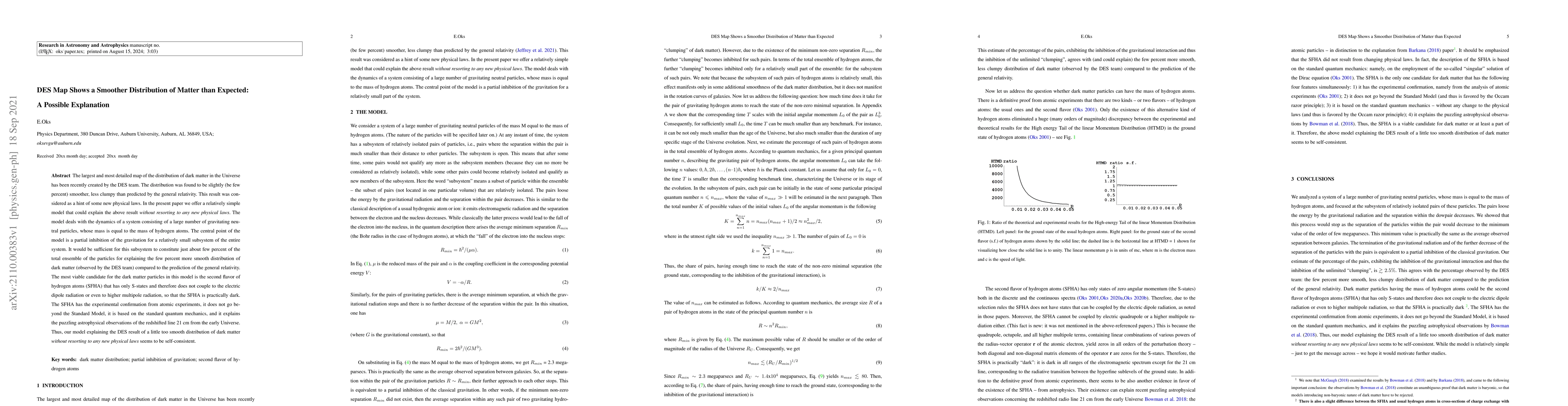 Thumbnail for DES Map Shows a Smoother Distribution of Matter than Expected: A
  Possible Explanation