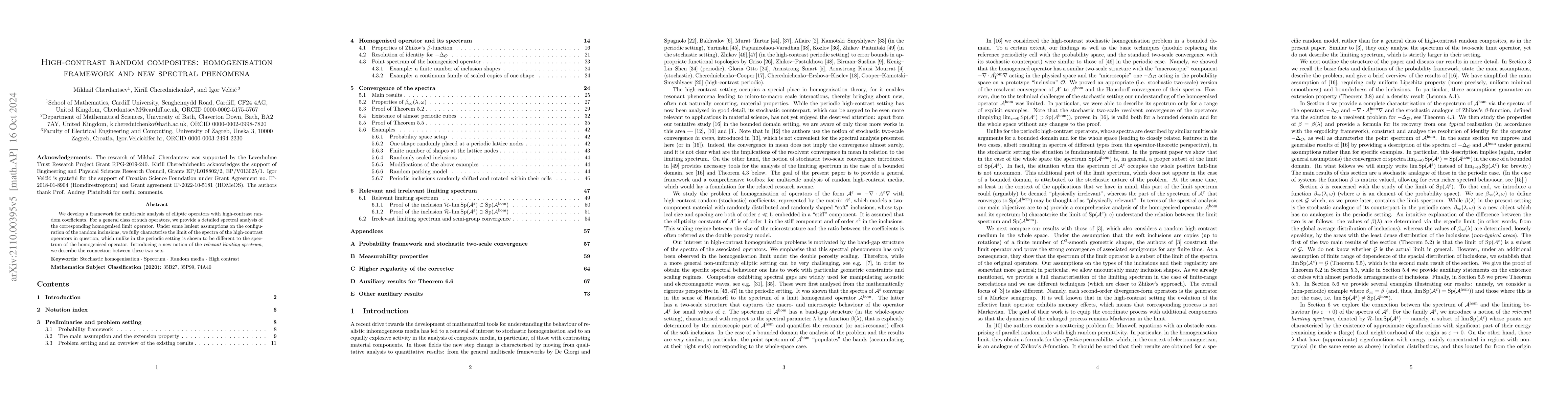 Thumbnail for High-contrast random composites: homogenisation framework and new
  spectral phenomena