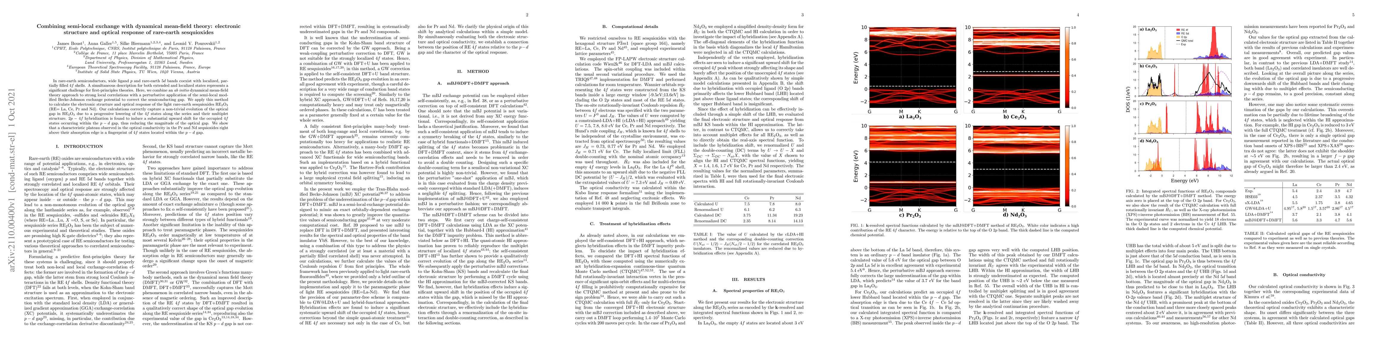Thumbnail for Combining semi-local exchange with dynamical mean-field theory:
  electronic structure and optical response of rare-earth sesquioxides