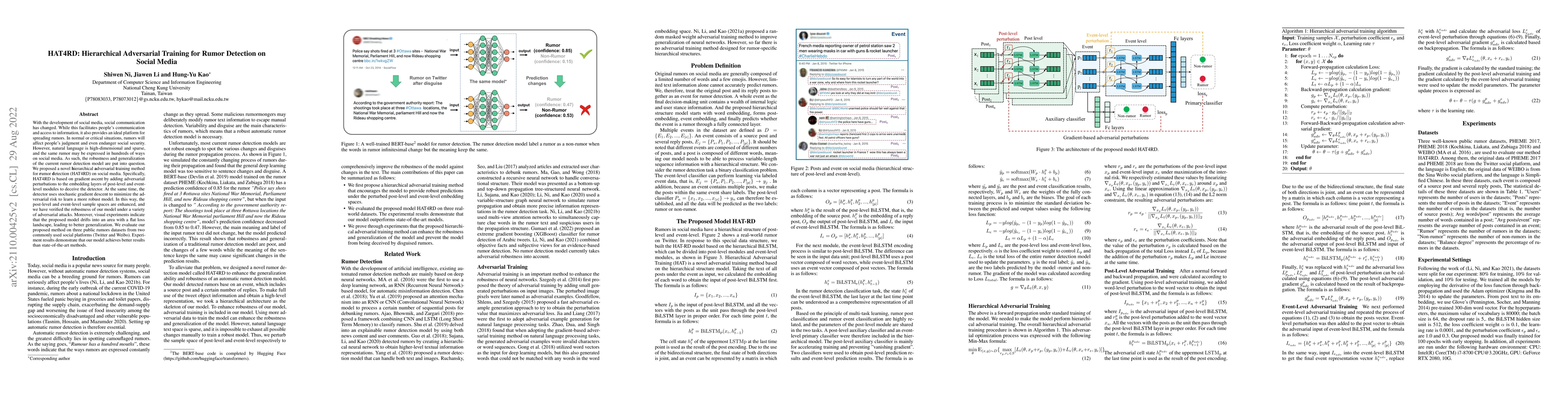 Thumbnail for HAT4RD: Hierarchical Adversarial Training for Rumor Detection on Social
  Media