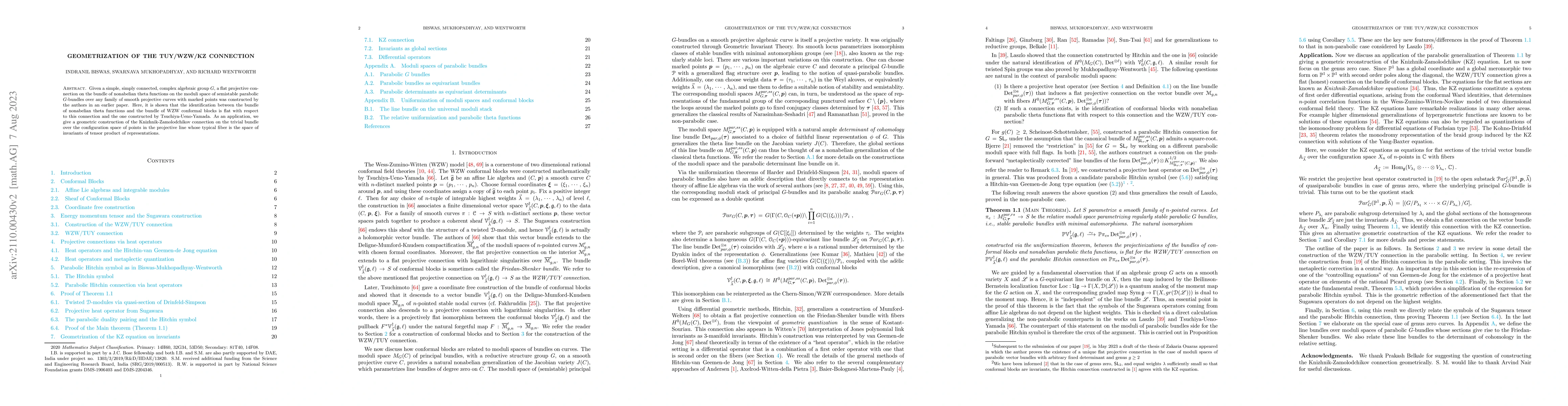 Thumbnail for Geometrization of the TUY/WZW/KZ connection