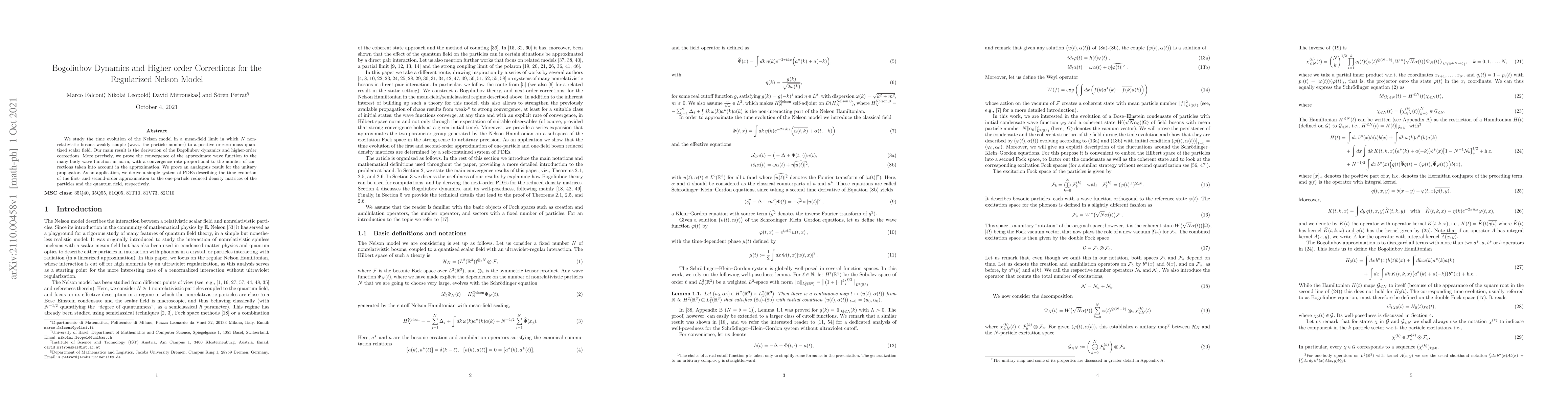 Thumbnail for Bogoliubov Dynamics and Higher-order Corrections for the Regularized
  Nelson Model