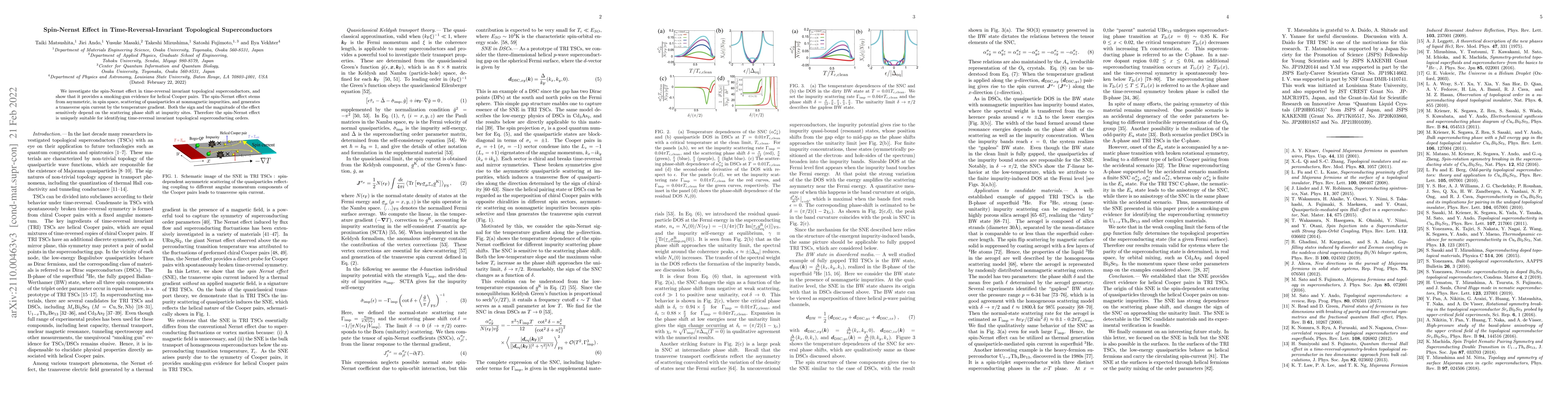 Thumbnail for Spin-Nernst Effect in Time-Reversal-Invariant Topological
  Superconductors