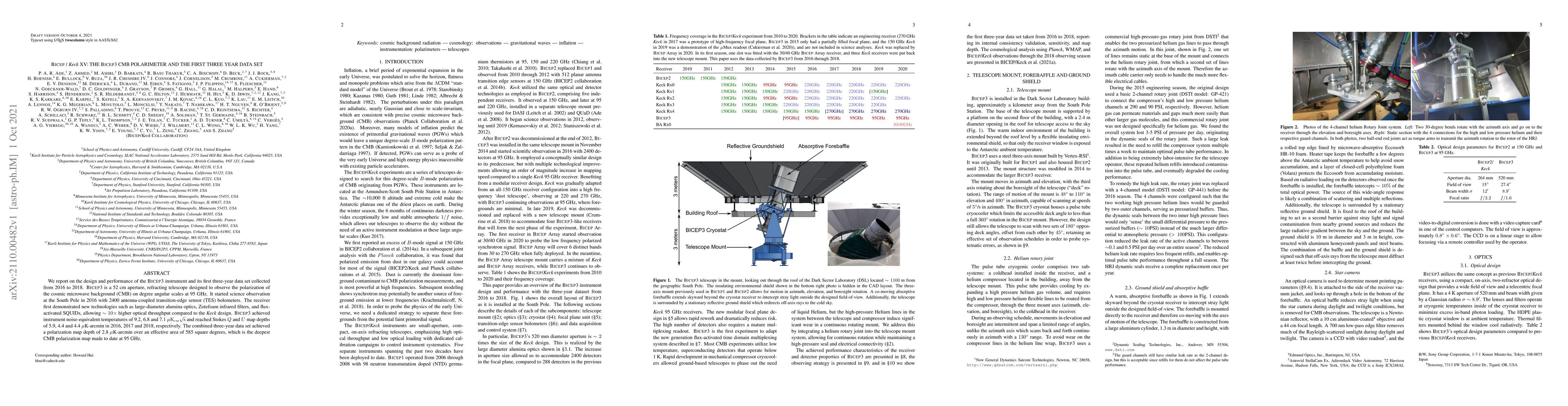 Thumbnail for BICEP / Keck XV: The BICEP3 CMB Polarimeter and the First Three Year
  Data Set