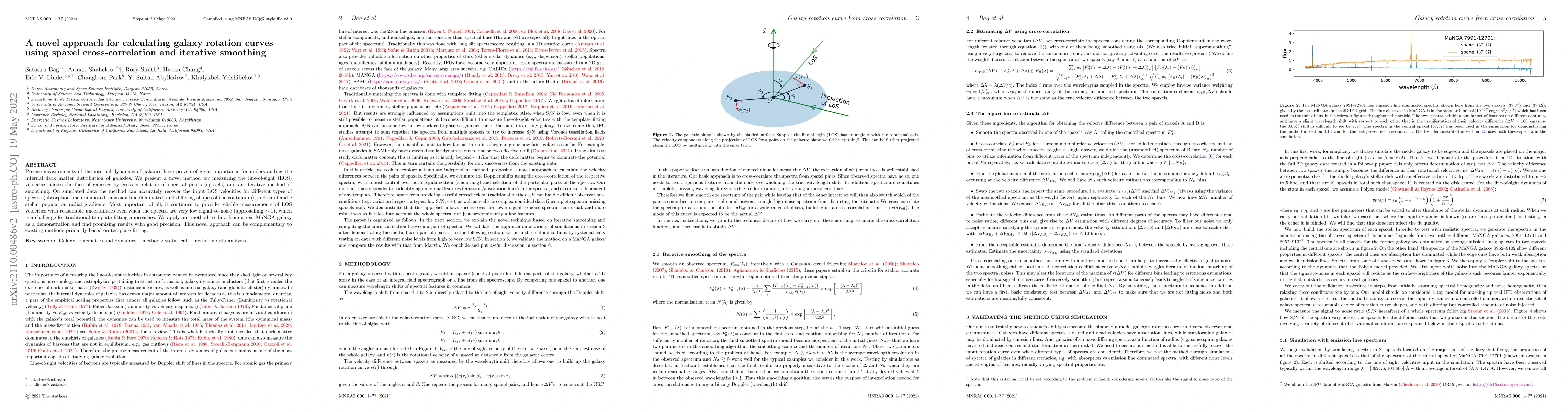 Thumbnail for A novel approach for calculating galaxy rotation curves using spaxel
  cross-correlation and iterative smoothing
