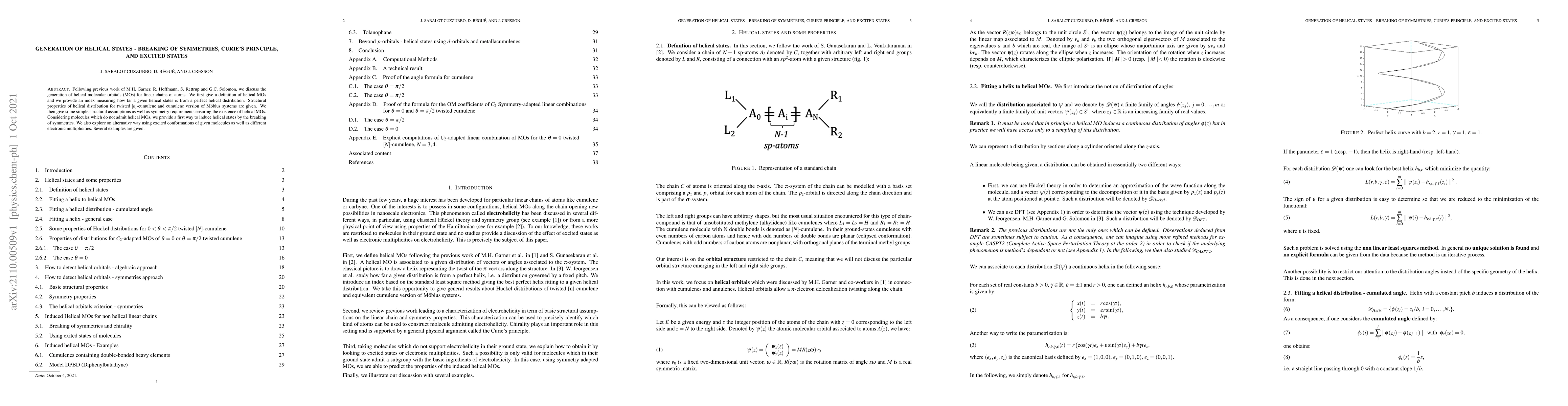 Thumbnail for Generation of Helical states -- breaking of symmetries, Curie's
  principle, and excited states