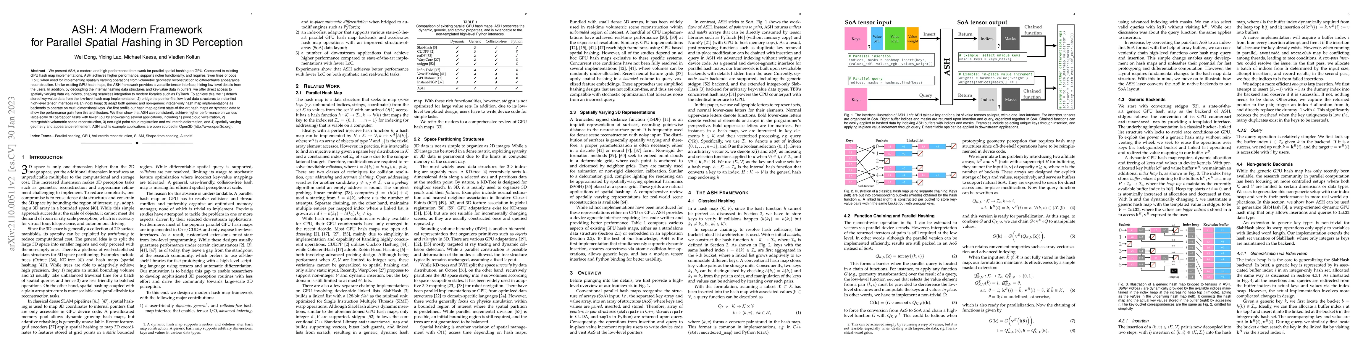 Thumbnail for ASH: A Modern Framework for Parallel Spatial Hashing in 3D Perception