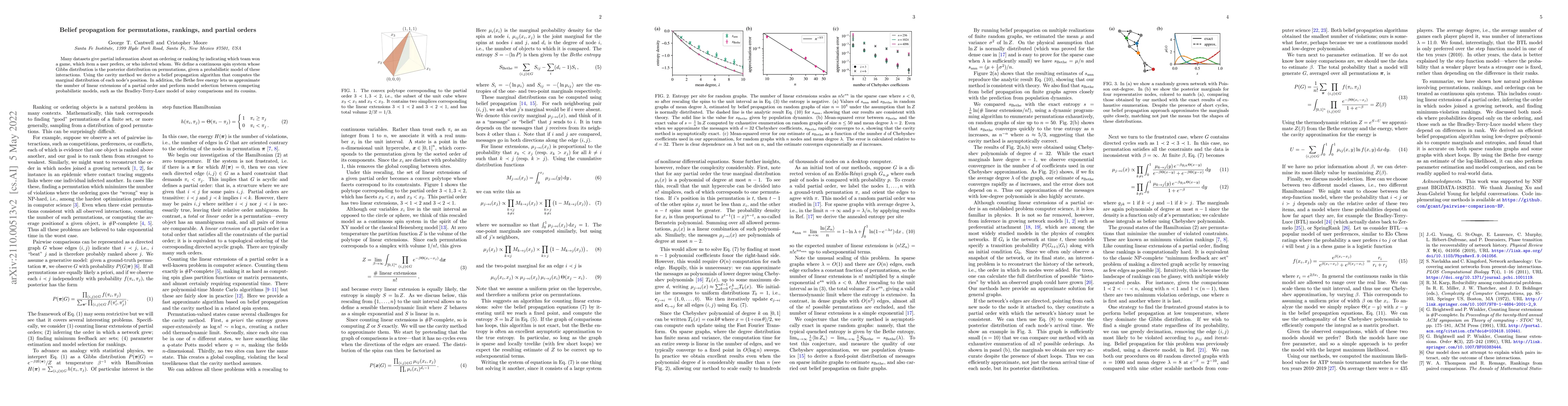 Thumbnail for Belief propagation for permutations, rankings, and partial orders