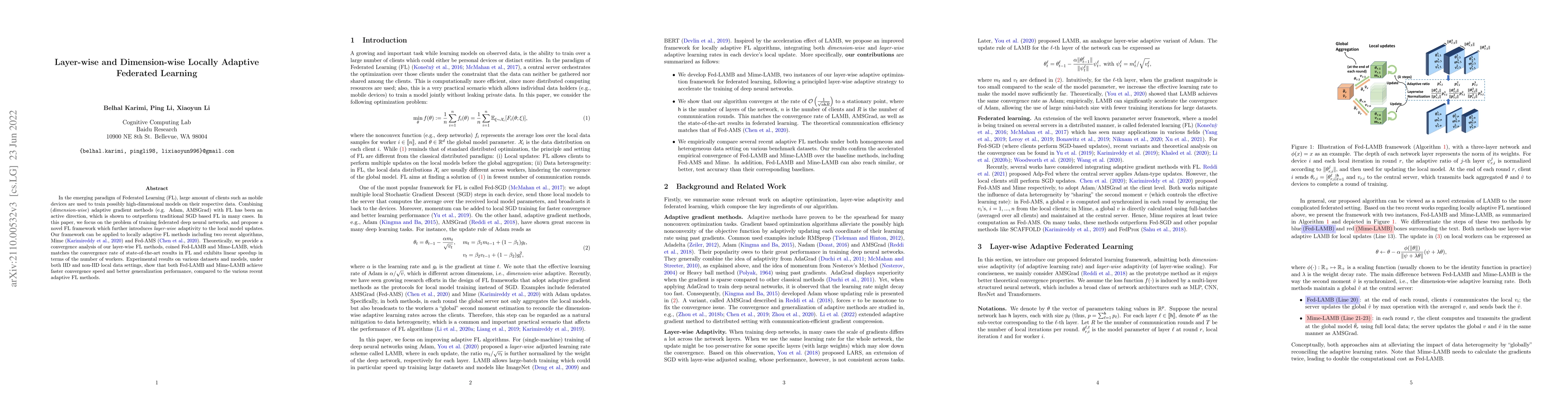 Thumbnail for Layer-wise and Dimension-wise Locally Adaptive Federated Learning