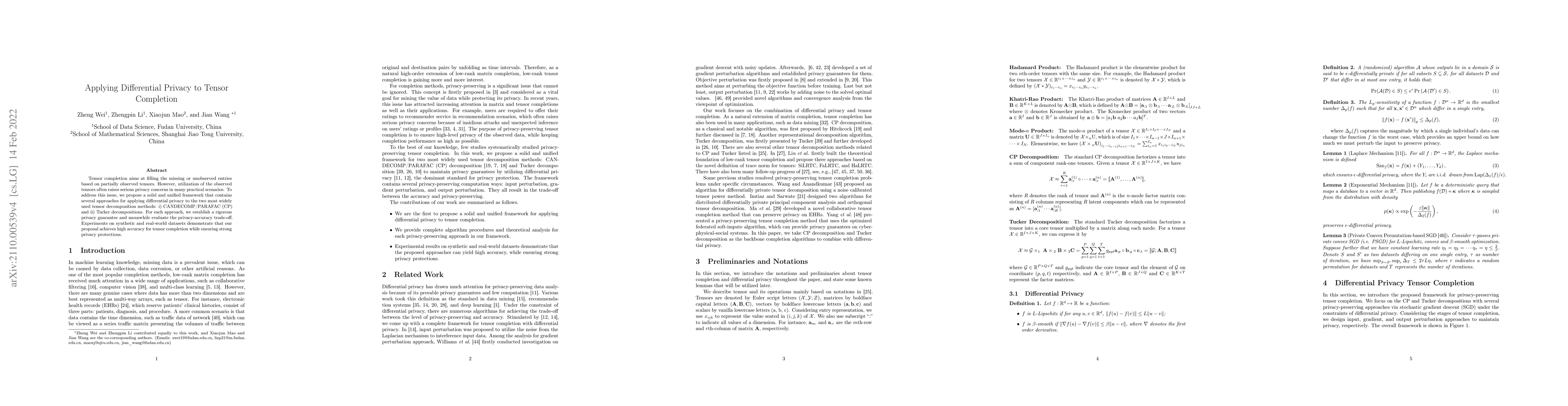 Thumbnail for Applying Differential Privacy to Tensor Completion