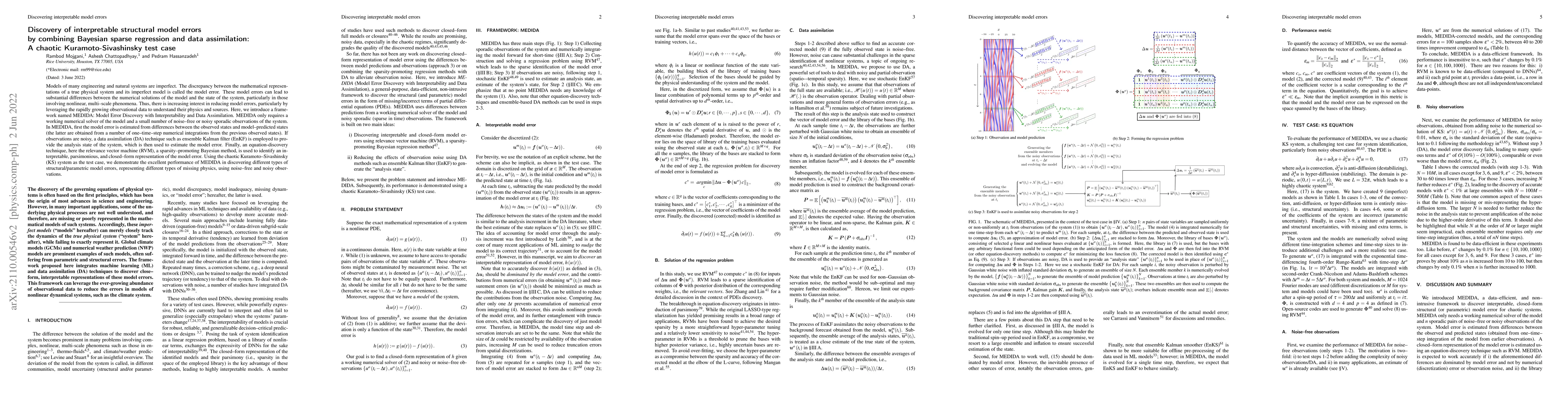 Thumbnail for Discovery of interpretable structural model errors by combining Bayesian
  sparse regression and data assimilation: A chaotic Kuramoto-Sivashinsky test
  case