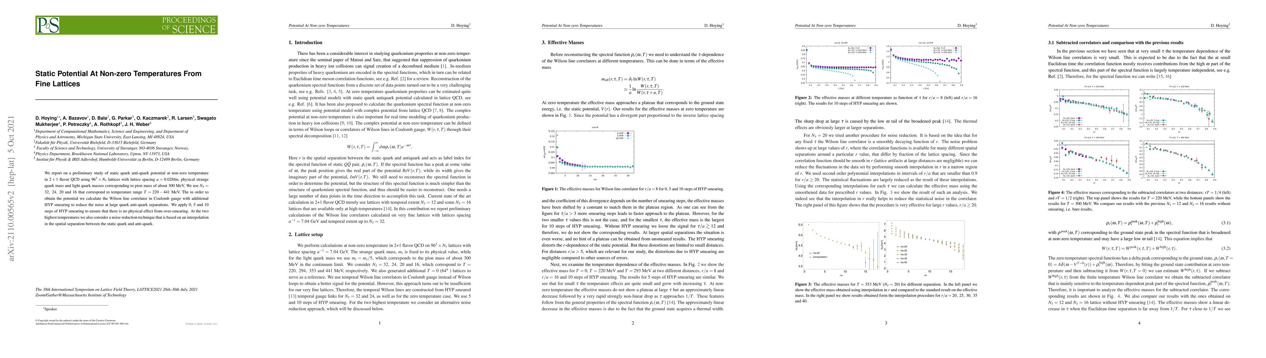 Thumbnail for Static Potential At Non-zero Temperatures From Fine Lattices