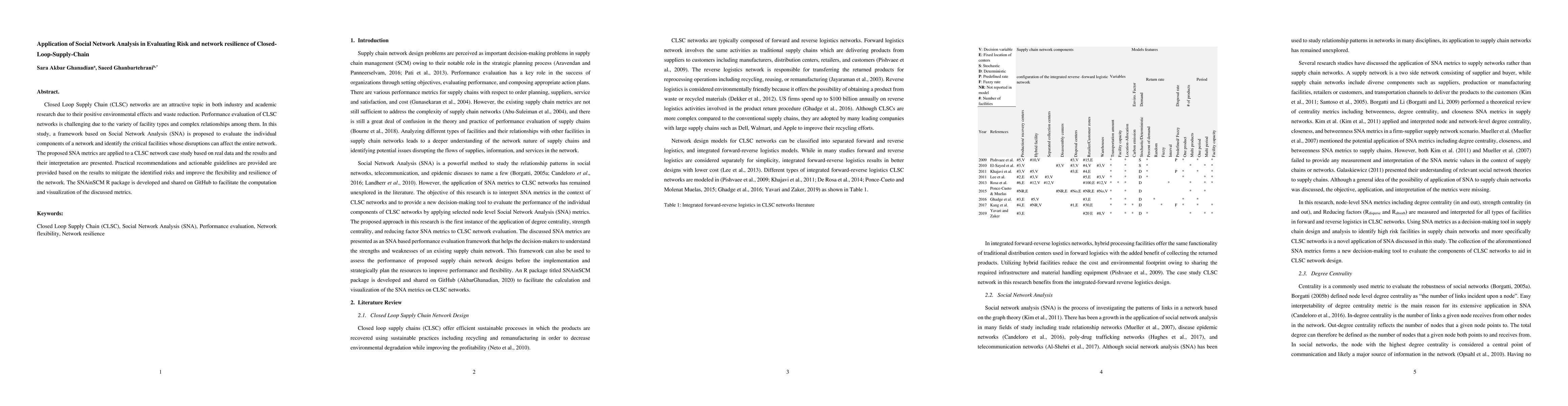 Thumbnail for Application of Social Network Analysis in Evaluating Risk and network
  resilience of Closed-Loop-Supply-Chain