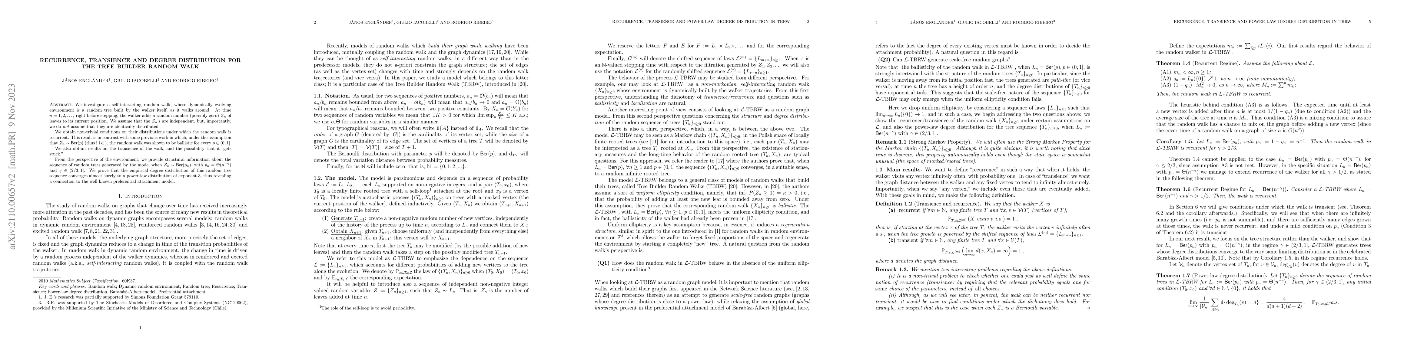 Thumbnail for Recurrence, transience and degree distribution for the Tree Builder
  Random Walk