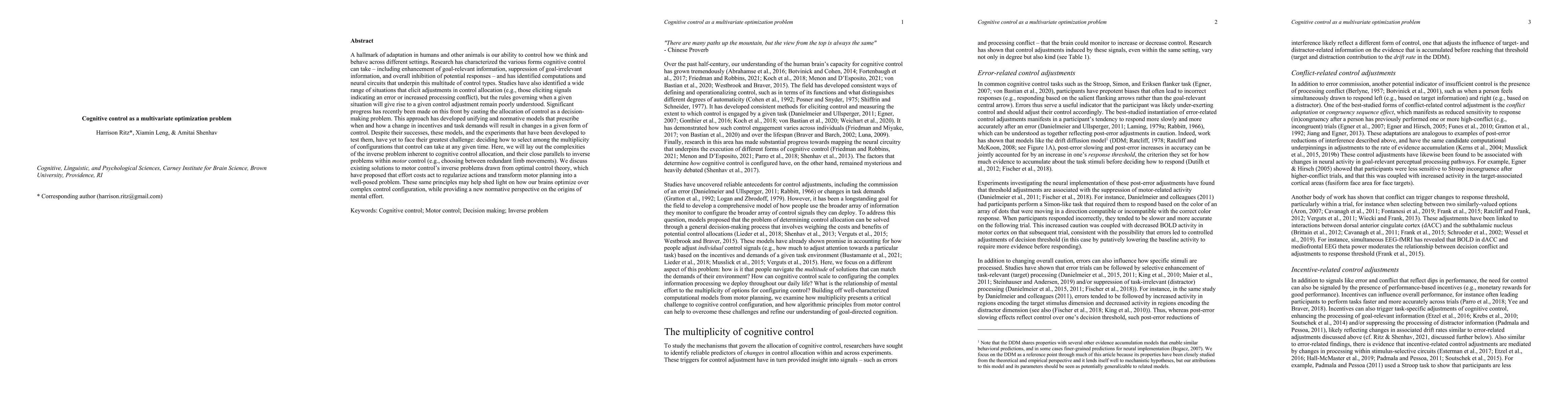 Thumbnail for Cognitive control as a multivariate optimization problem