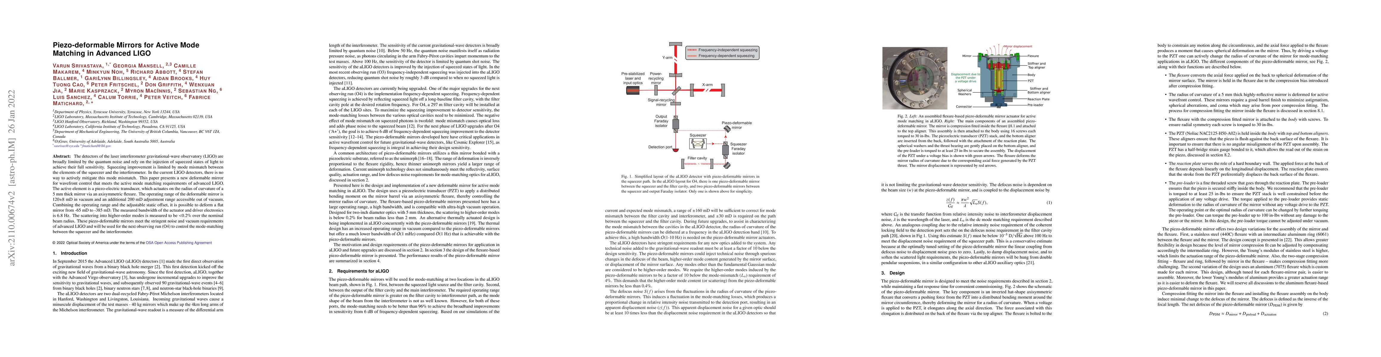 Thumbnail for Piezo-deformable Mirrors for Active Mode Matching in Advanced LIGO