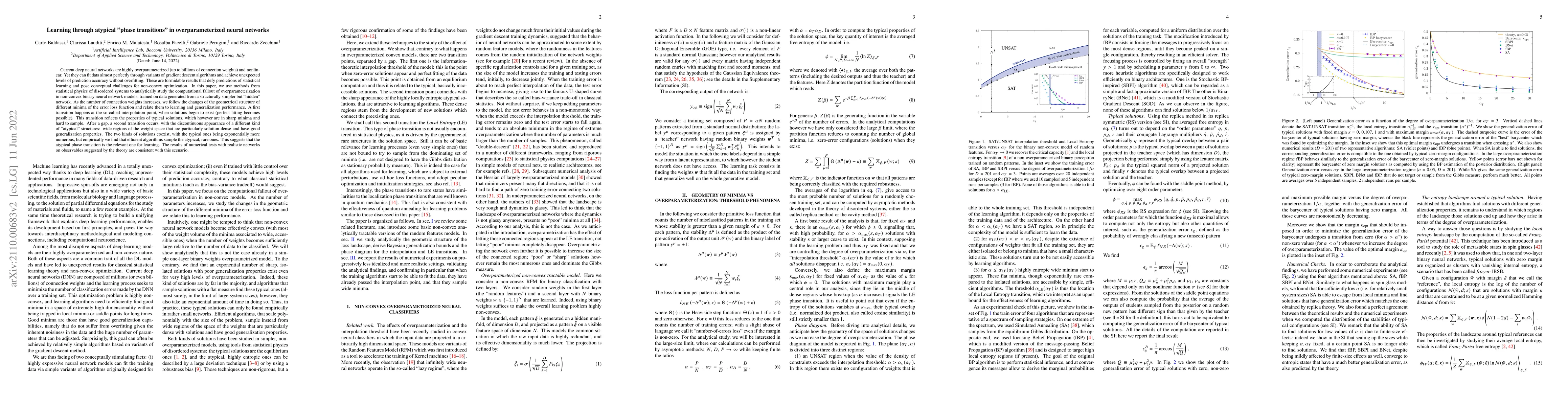 Thumbnail for Learning through atypical "phase transitions" in overparameterized
  neural networks