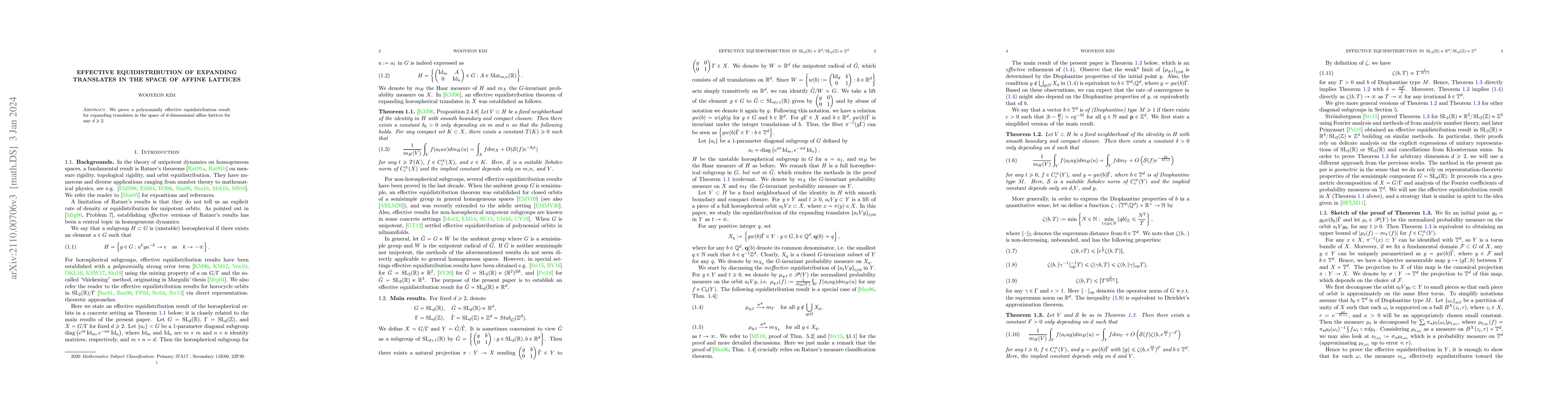 Thumbnail for Effective equidistribution of expanding translates in the space of
  affine lattices