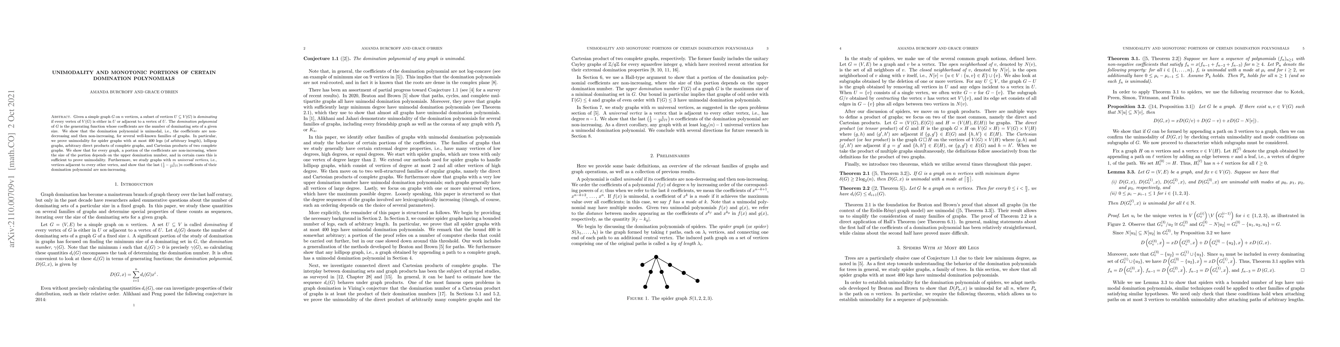 Thumbnail for Unimodality and monotonic portions of certain domination polynomials