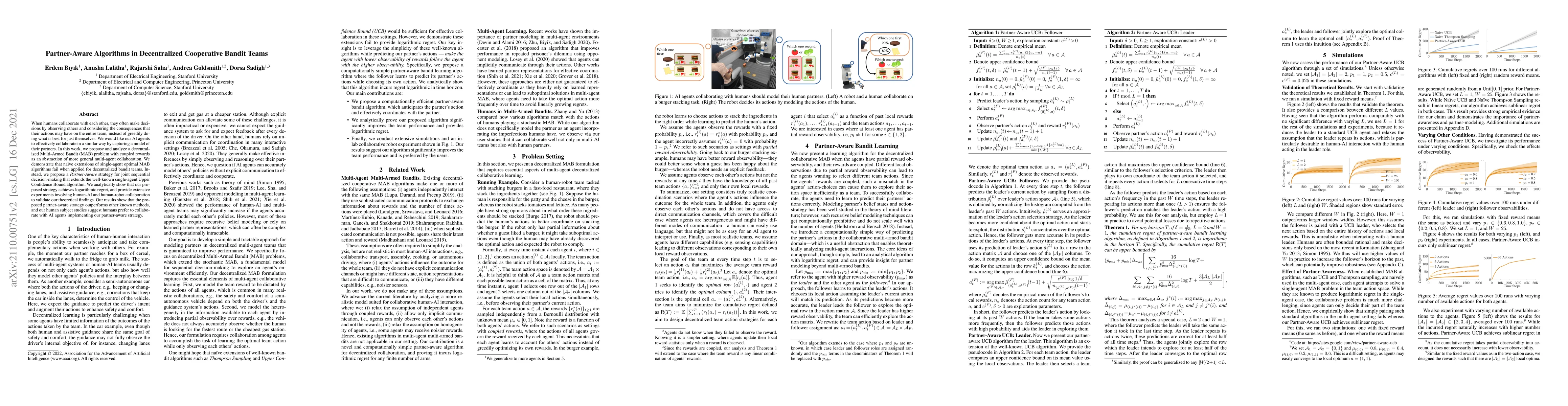 Thumbnail for Partner-Aware Algorithms in Decentralized Cooperative Bandit Teams
