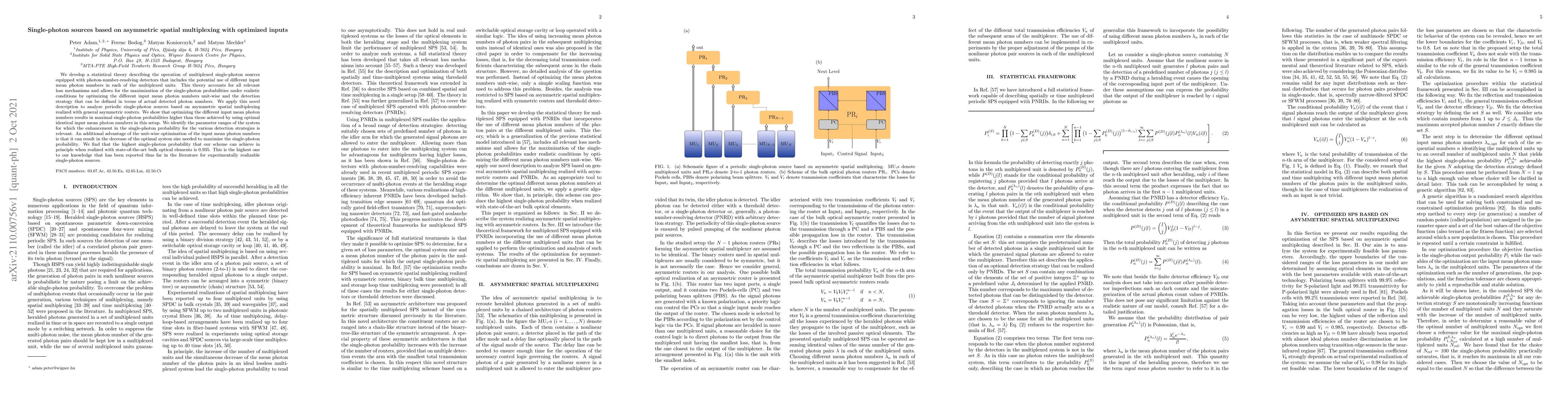 Thumbnail for Single-photon sources based on asymmetric spatial multiplexing with
  optimized inputs