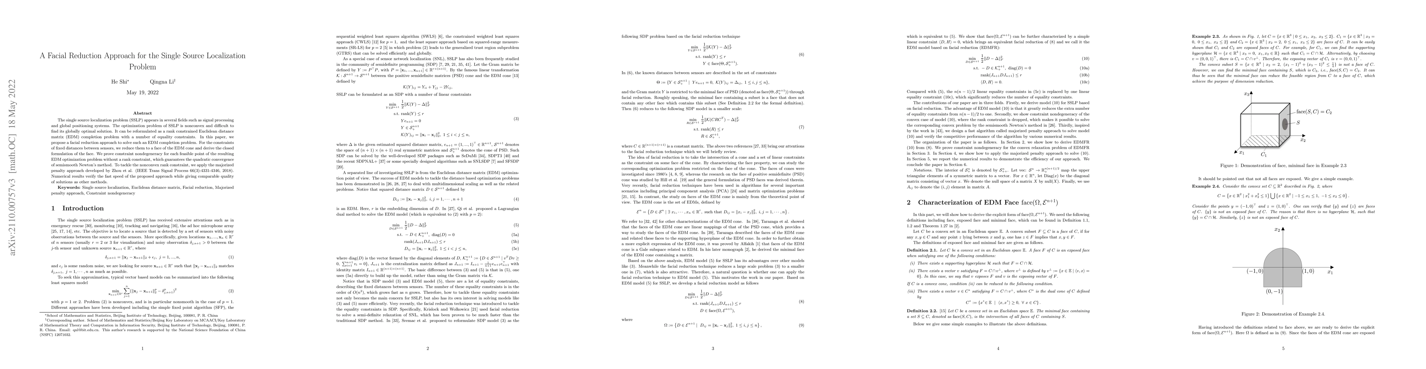 Thumbnail for A Facial Reduction Approach for the Single Source Localization Problem