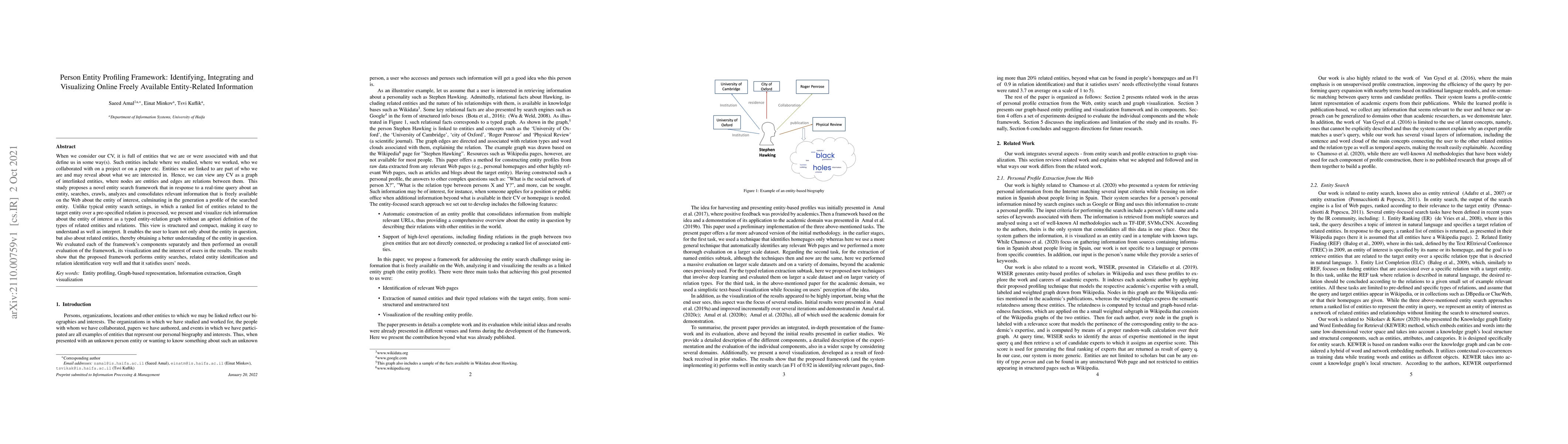 Thumbnail for Person Entity Profiling Framework: Identifying, Integrating and
  Visualizing Online Freely Available Entity-Related Information