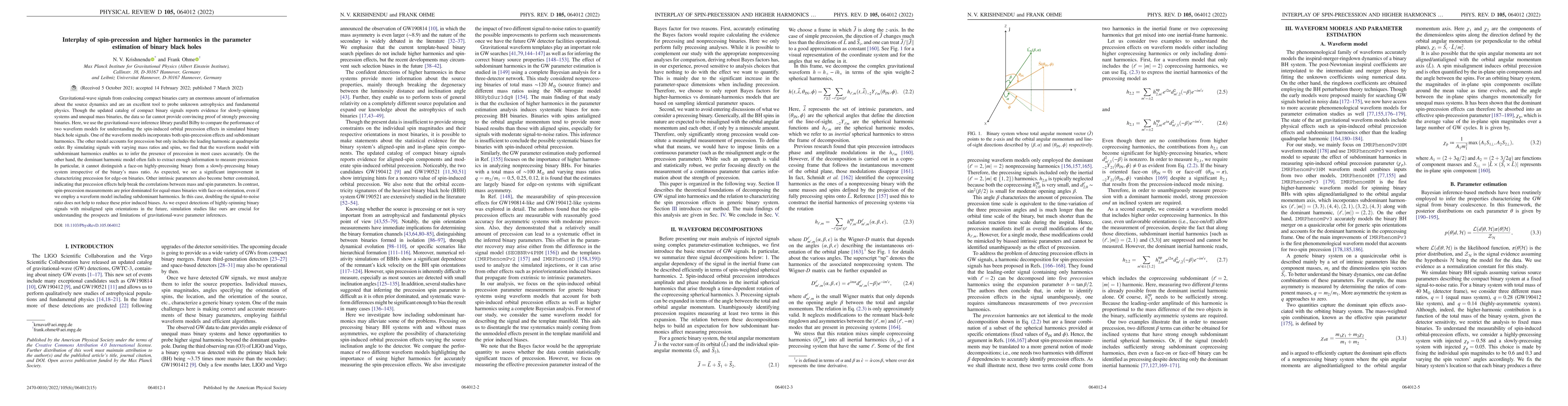 Thumbnail for Interplay of spin-precession and higher harmonics in the parameter
  estimation of binary black holes