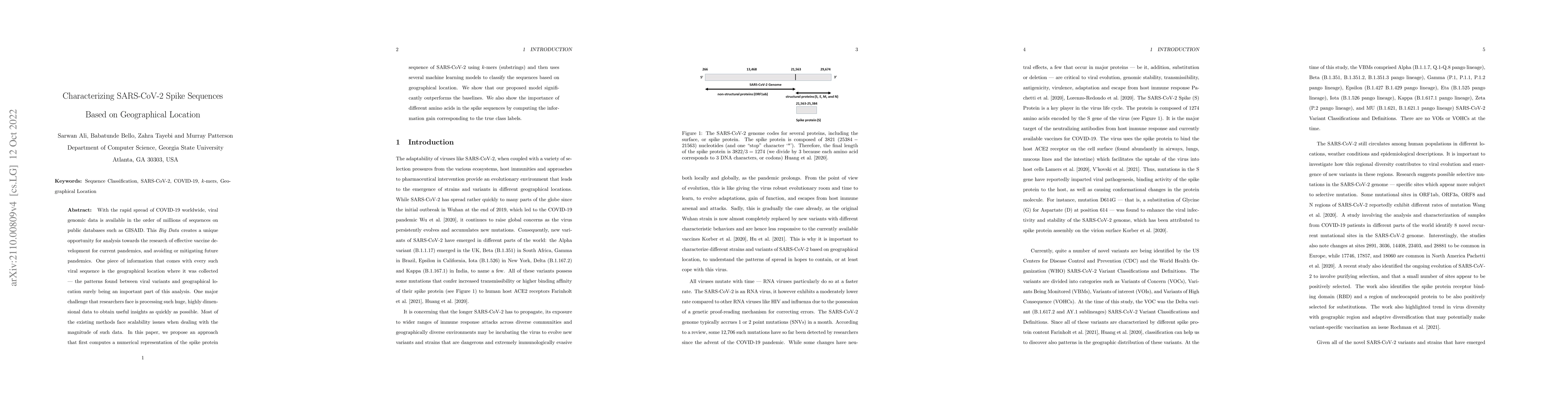 Thumbnail for Characterizing SARS-CoV-2 Spike Sequences Based on Geographical Location