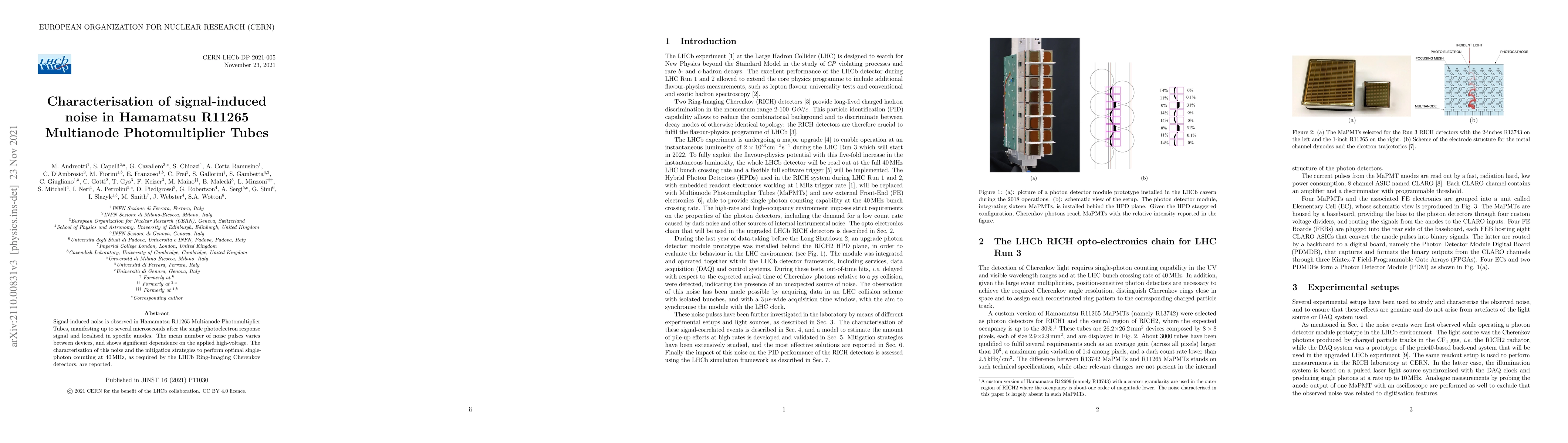 Thumbnail for Characterisation of signal-induced noise in Hamamatsu R11265 Multianode
  Photomultiplier Tubes