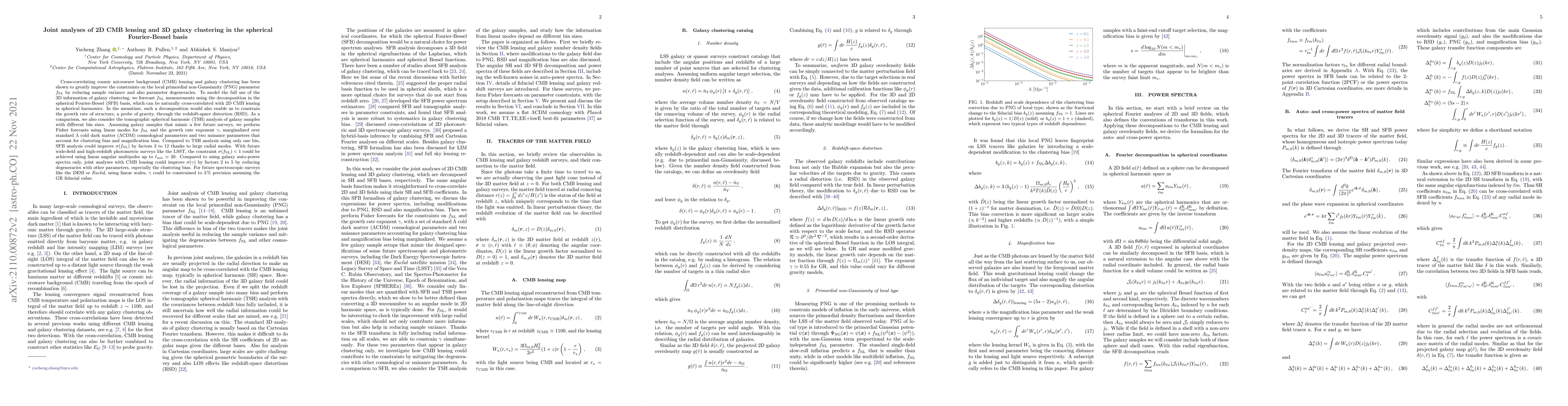 Thumbnail for Joint analyses of 2D CMB lensing and 3D galaxy clustering in the
  spherical Fourier-Bessel basis