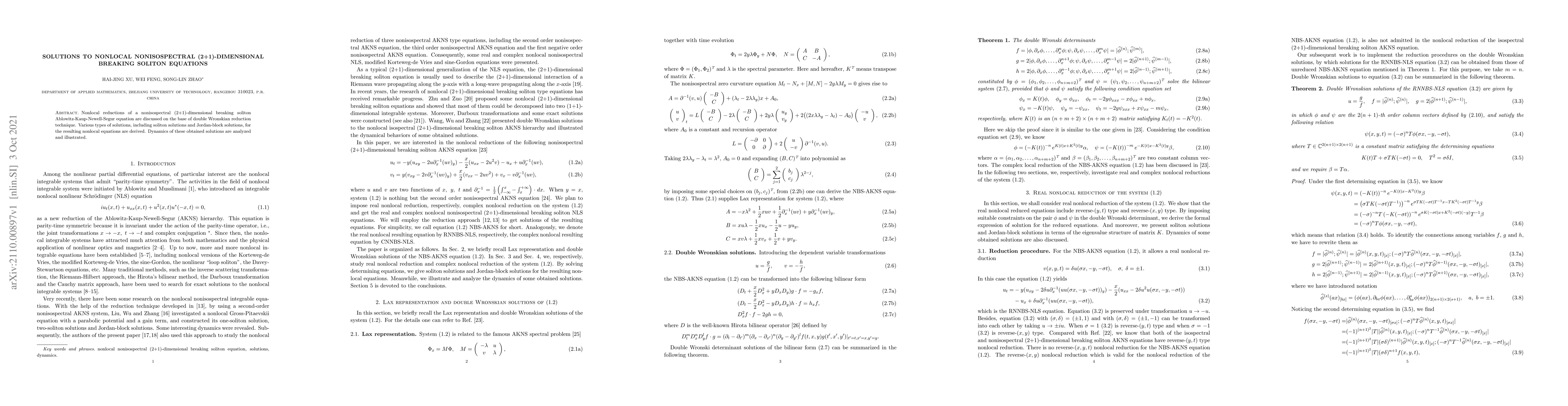 Thumbnail for Solutions to nonlocal nonisospectral (2+1)-dimensional breaking soliton
  equations