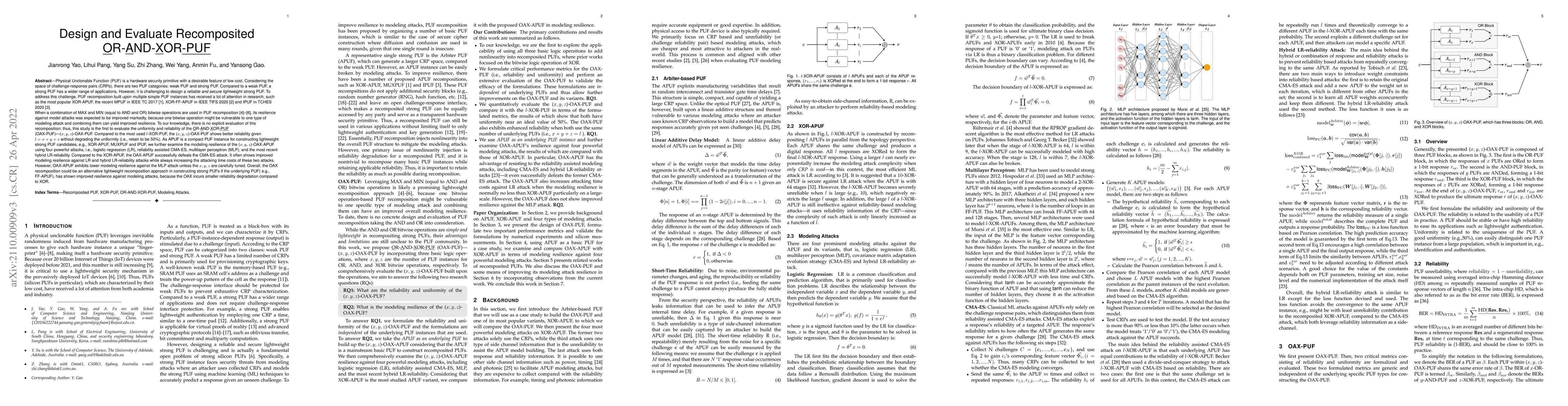 Thumbnail for Design and Evaluate Recomposited OR-AND-XOR-PUF