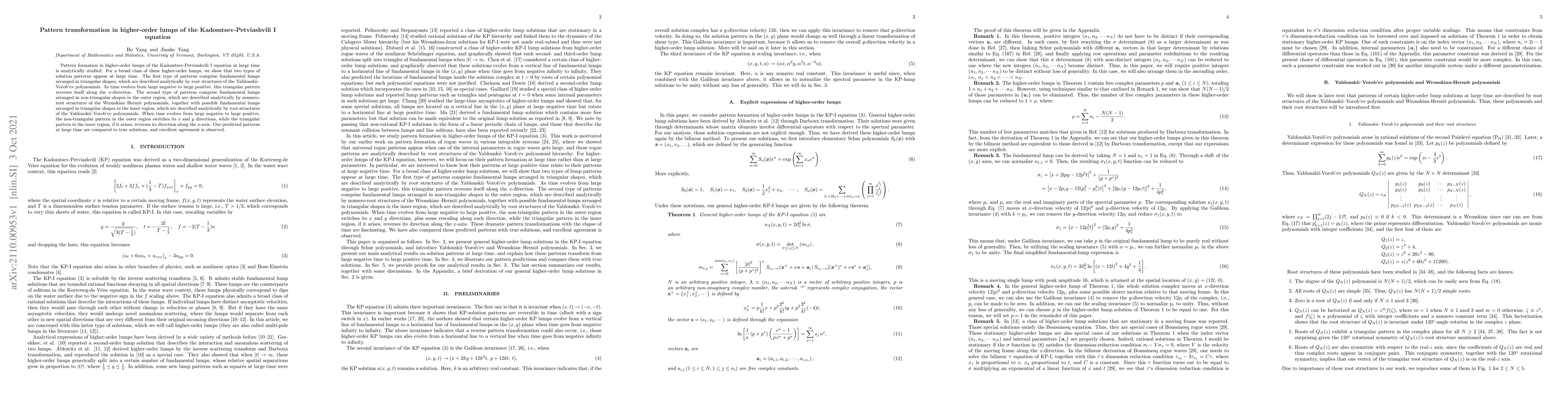 Thumbnail for Pattern transformation in higher-order lumps of the
  Kadomtsev-Petviashvili I equation