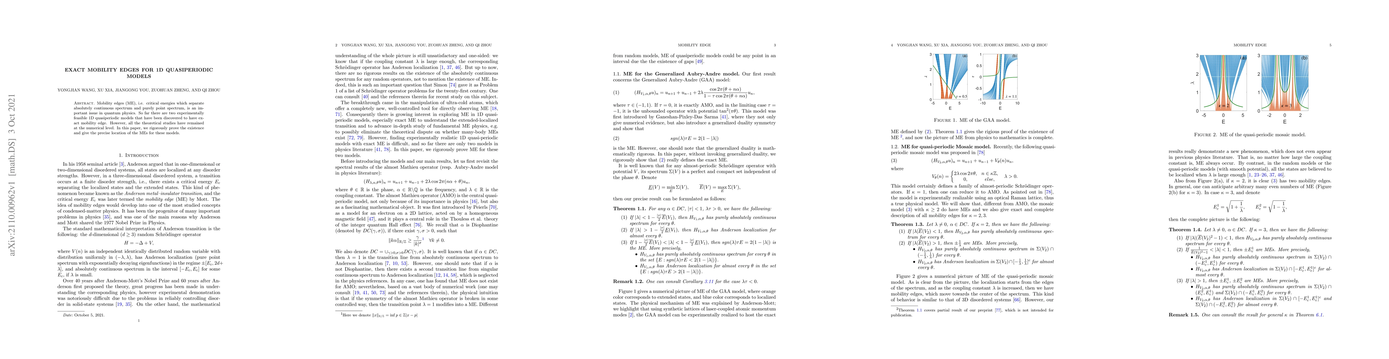 Thumbnail for Exact mobility edges for 1D quasiperiodic models